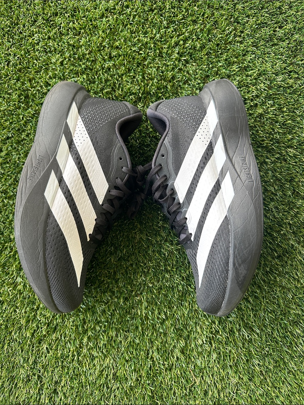 Adizero Pacer M Adidas Men's Black Athletic Shoes with White Stripes